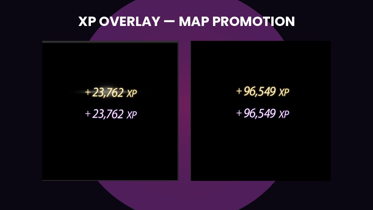 XP overlay for map promotion, animated